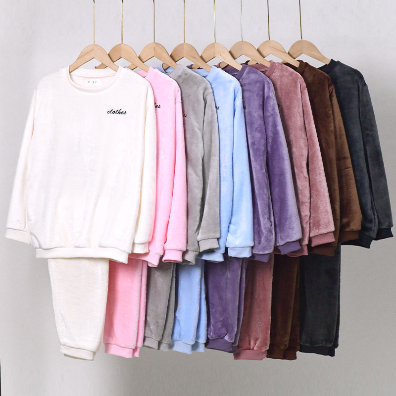 秋冬男女法兰绒保暖睡衣睡裤套装加厚加绒螺纹圆领宽松大码家居服,女士内衣/男士内衣/家居服,睡衣/家居服套装,淘宝优惠券,粉丝福利购,淘宝优惠卷