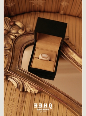 H.D.H.Q黑标系列-Art deco鸡尾酒贝母白色珐琅釉戒指