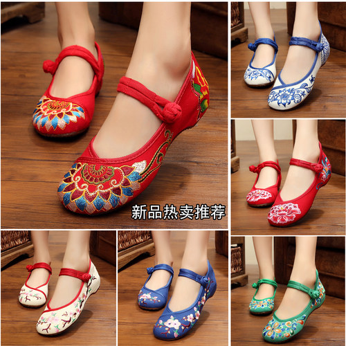 老北京坡跟牛筋底休闲风女单鞋