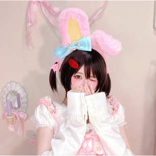 「NANACO」瞌睡兔lolita发箍 原创可爱头饰二次元毛绒兔耳兔子发