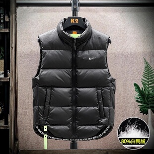 耐克顿羽绒马甲男款冬季立领无袖保暖外套宽松大码坎肩背心马夹潮