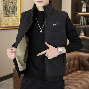 耐克顿羊羔绒羽绒棉马甲男冬季 背心外套外穿 潮流加绒加厚保暖无袖