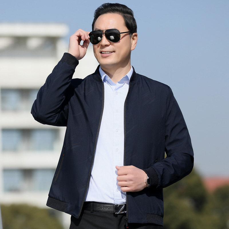 90311/P50爸爸秋装上衣中老年外套夹克父亲棒球领薄款外套,男装夹克,星座1216（原钱塘722）