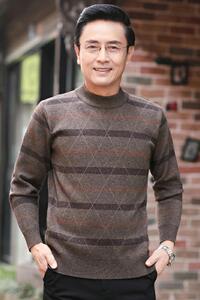 2812/ 爸爸保暖毛衣冬装毛线衣中老年宽松圆领套头打底老人装图片