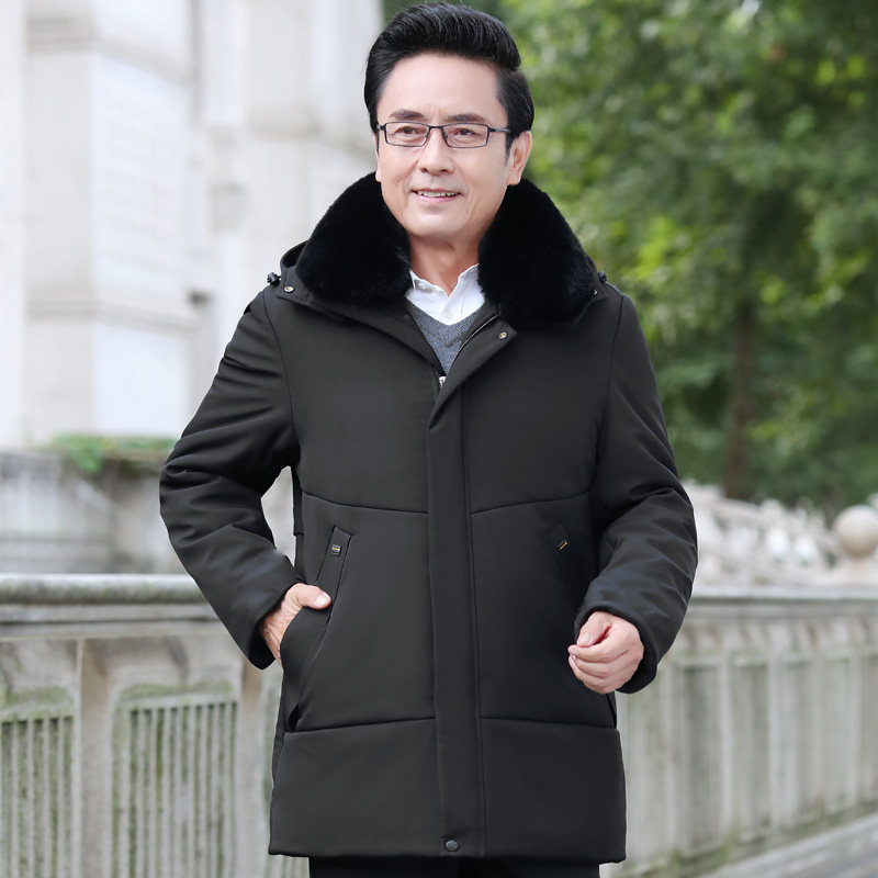 8827/P140爸爸服可脱毛领可脱帽子袄中老年外套衣男士,男装棉衣,星座1216（原钱塘722）