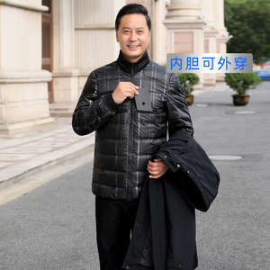 主推高品款！9901/P300爸爸羽绒服中老年中长款可脱内胆大版风衣图片