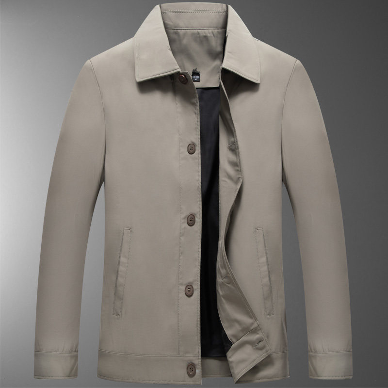 2805/P75大货主推！老年人翻领钮扣夹克衫男爷爷春秋季外套卡其色，男装夹克，星座1216（原钱塘722）