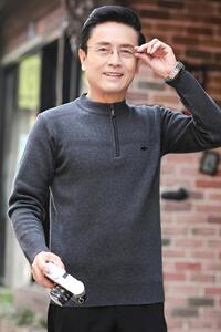 2971/P40 爸爸毛衣冬装保暖毛线衣中老年宽松圆领套头老头打底衫图片
