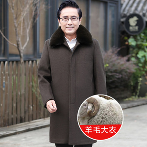 大货主推羊毛大衣！8016/P170加绒加厚中长款老年爸父亲风衣图片