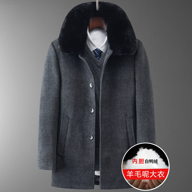 羽绒羊毛大衣！8121/P200中老年冬装外套老人羊毛爸爸风衣外套，男装毛呢大衣，星座1216（原钱塘722）