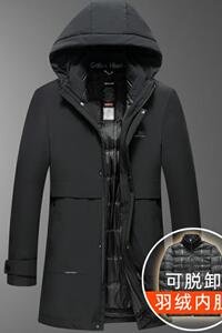 高品货！9901/商务羽绒派克服中老年可脱卸羽绒衣男图片