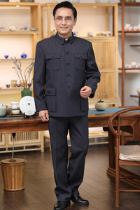 长年款！9860/P195中山装套装男中老年民族服装钮扣套装爷爷图片