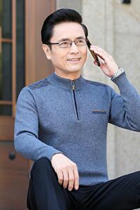 2087/ 冬季打底衫男装毛线衣爸爸毛衣老年圆领套头父亲打底衫图片