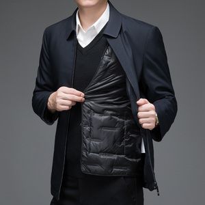 8901/P210商务爸爸羽绒服中老年羽绒男装可脱内胆绅士休闲外套图片