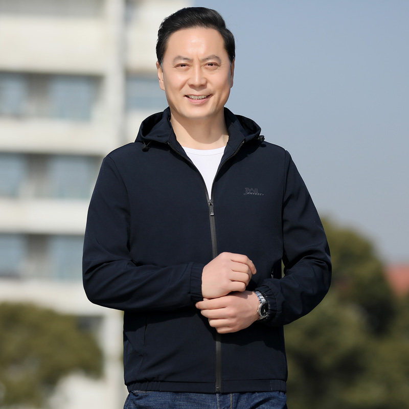 90318/爸爸2022春装可脱帽子夹克衫中老年男装商务休闲外套男,男装夹克,星座1216（原钱塘722）
