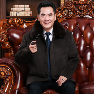 主推长期款！8019/P150中老年加绒加厚呢大衣爸爸商务中长款外套