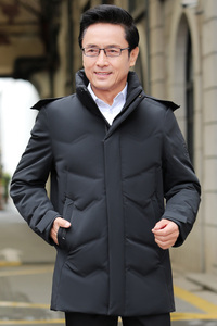 主推爆版！2003/P225爸爸中长款羽绒衣中老年冬装90绒白羽绒外套图片