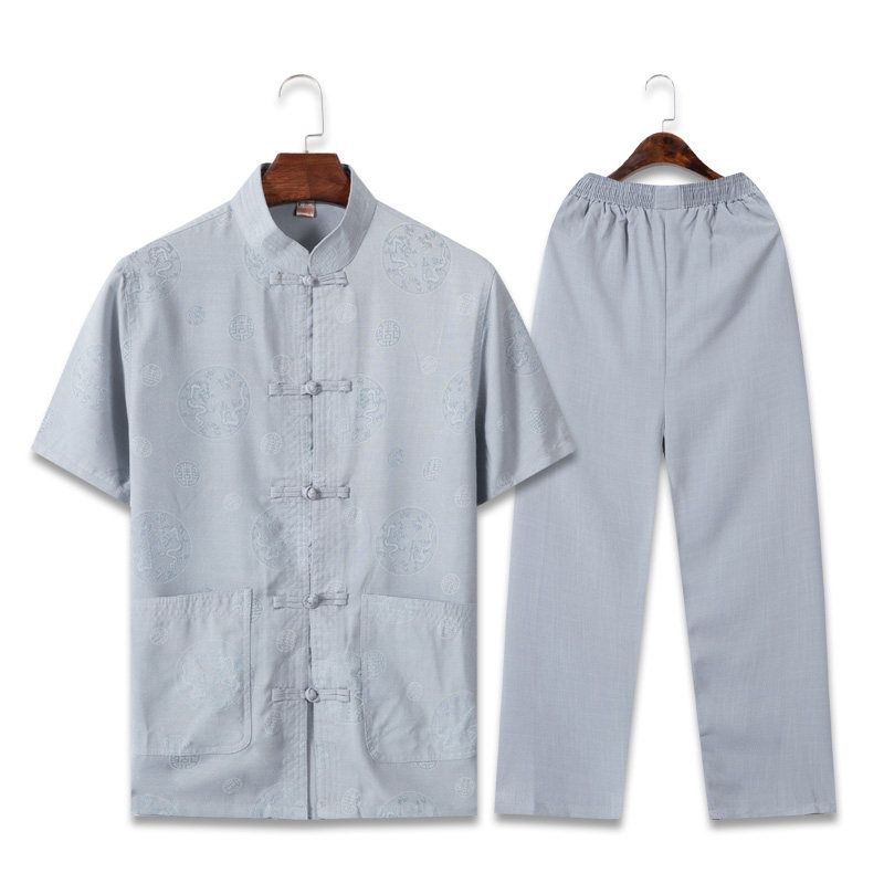 主推套装！785/P50爸爸唐装套装老年人夏季太极运动服套装唐装,男装民族服装,星座1216（原钱塘722）