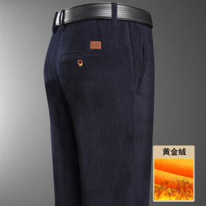 9711/P55商务男裤加绒加厚宽松中老年高腰松紧腰灯芯绒爸爸裤图片