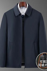可脱内胆8901/商务绅士羽绒服中老年爸爸经典翻领羽绒外套图片