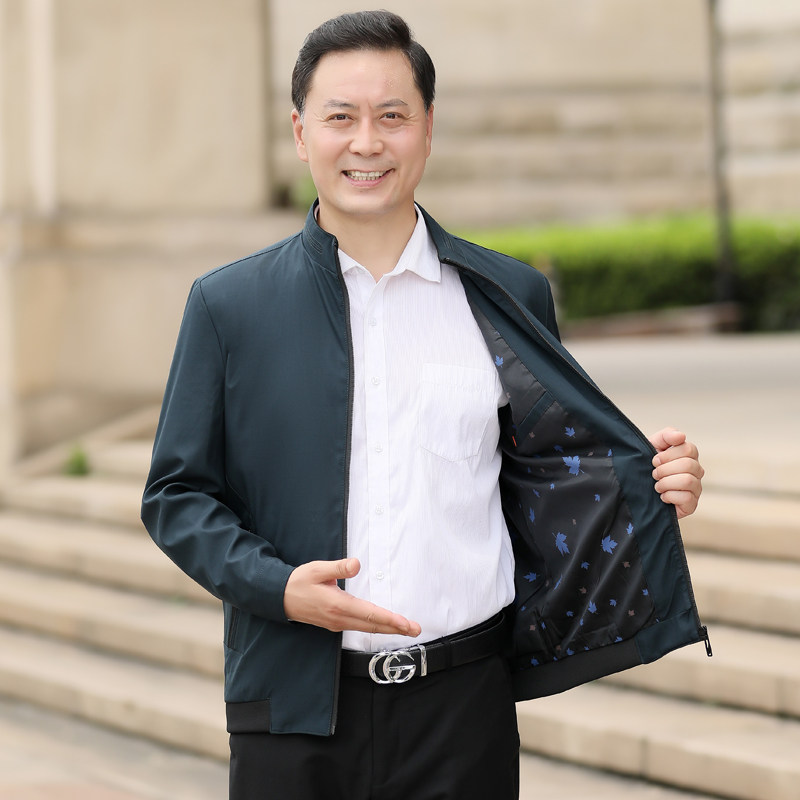 832/爸爸新款春装立领夹克衫中老年夹克衫老人外套商务男装,男装夹克,星座1216（原钱塘722）