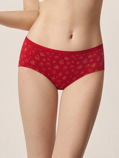 25秋伊维斯女舒适柔软本命年结婚喜庆红色中低腰低角内裤10710522
