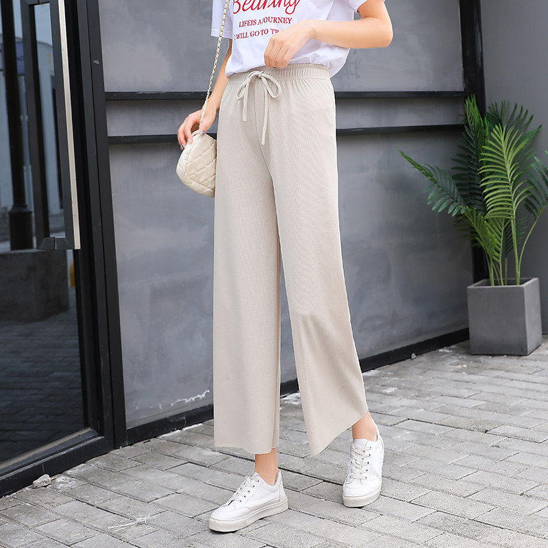 冰丝阔腿裤女2019夏季新款宽松垂感休闲裤高腰针织九分裤裤子薄款在类目 女装/女士精品, 裤子, 休闲裤中 - 来自Buy2taobao.com提供专业的淘宝代购服务