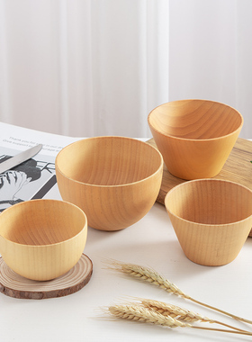 白马河 木碗家用整木碗实木碗新中式民宿酒店原木质餐具无漆无味