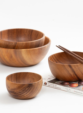 相思木碗大小号进口级日式木碗木钵整木海碗创意餐具美食摄影道具