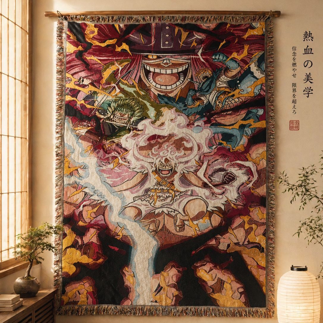 海贼王路飞日式动漫周边沙发盖毯热血美学装饰挂毯旅行披肩