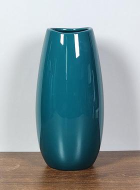 绿色鹅蛋鱼嘴口陶瓷花瓶家居客厅餐桌电视柜摆件内外釉面可装水