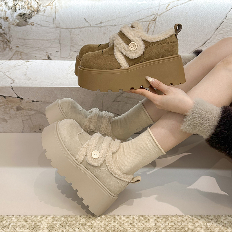增高保暖雪地靴一脚蹬毛毛棉鞋