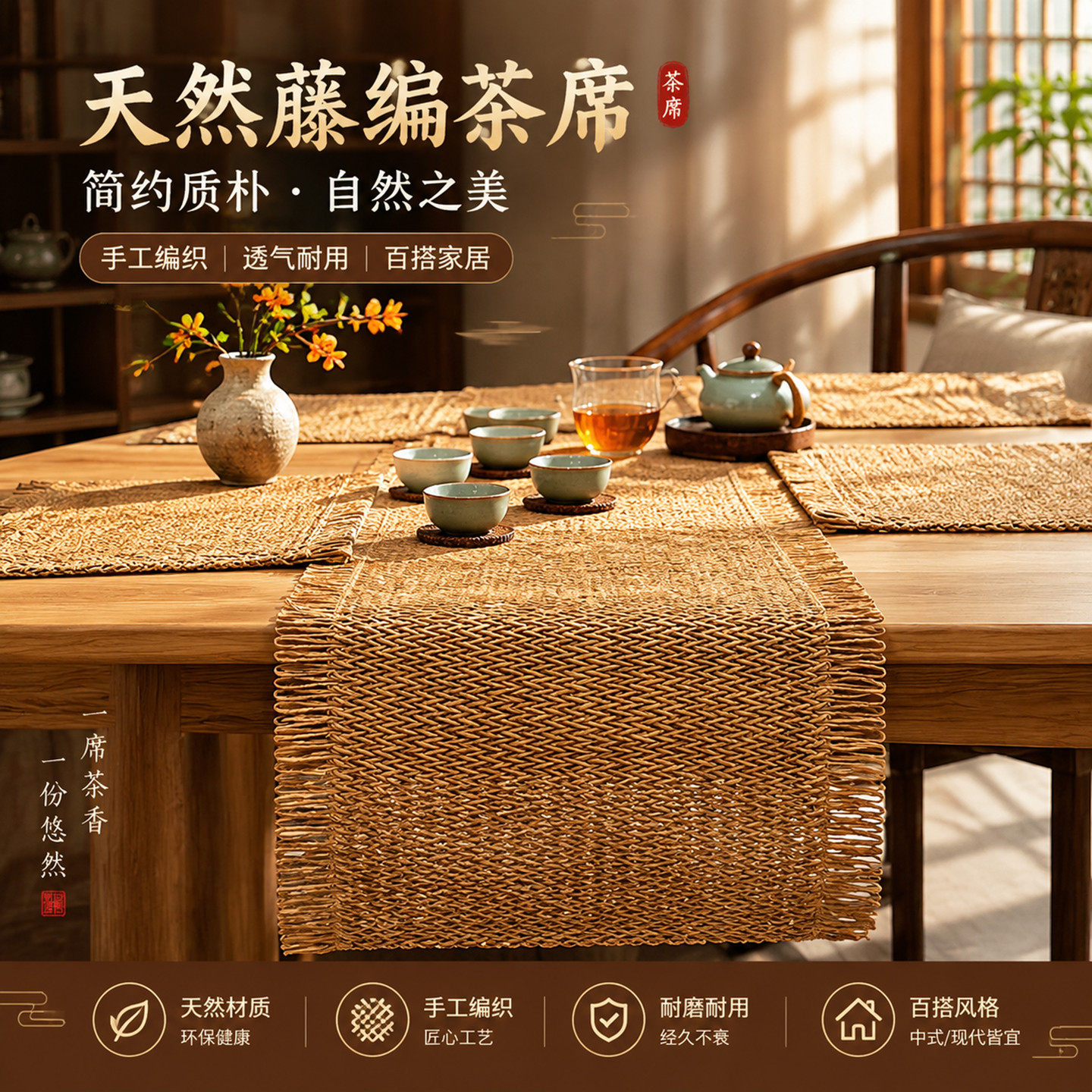 黄麻桌旗2026新款茶席