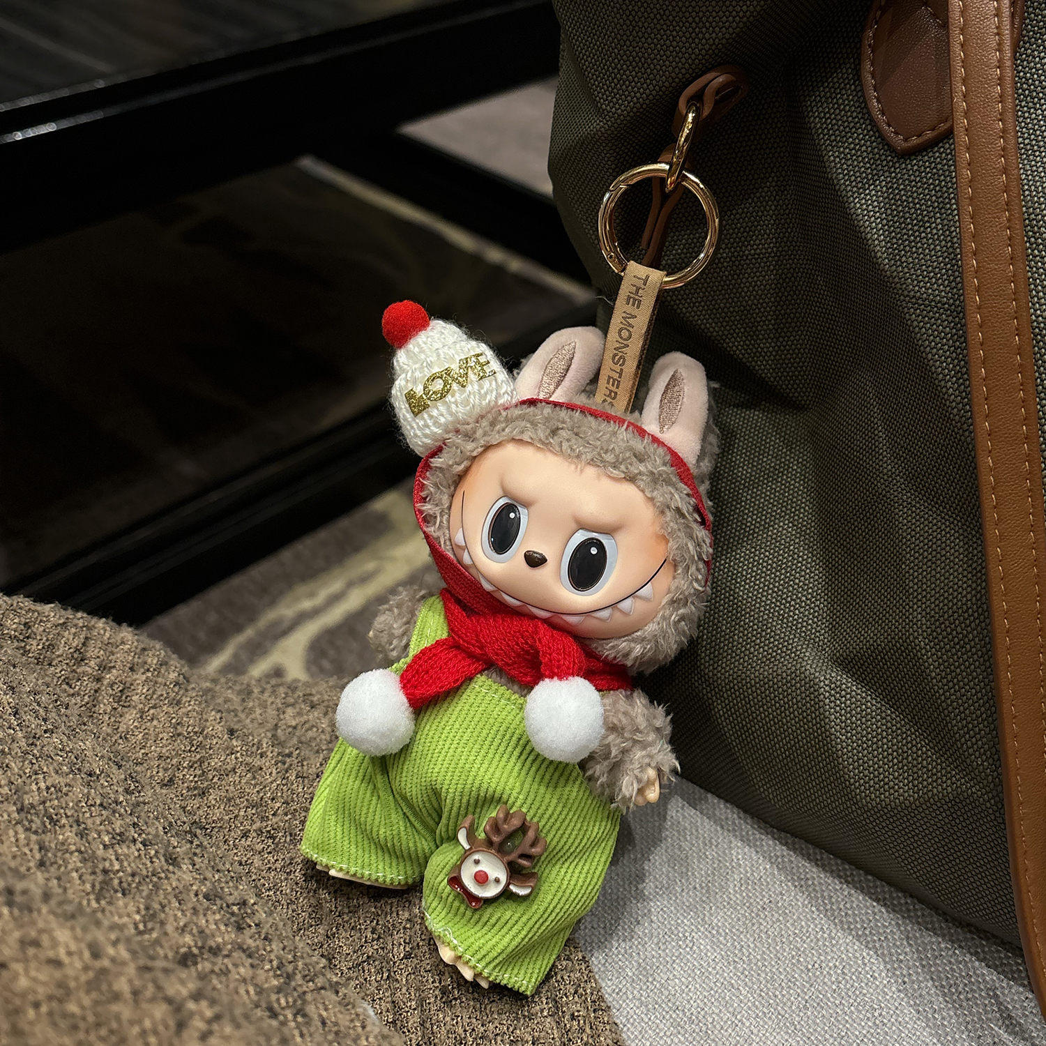 原创！圣诞限定拉布布一二三代通用娃衣labubu礼物红绿小鹿套装