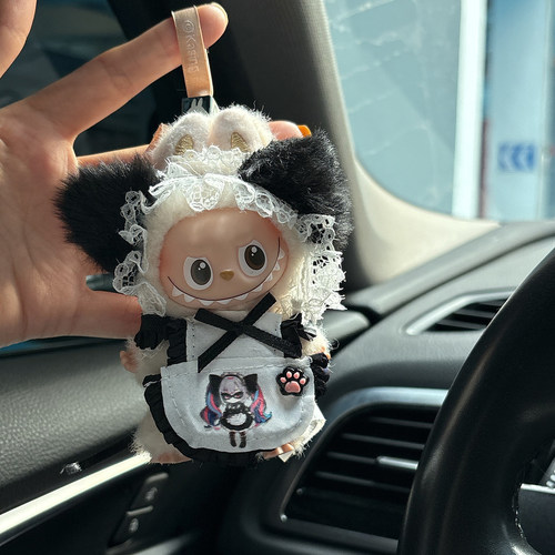 原创！labubu4.0四代娃衣迷你10cm小鼻噶心底密码可爱小女仆套装