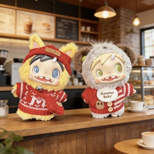 宝拉POLAR怪物收藏系列毛绒挂件盲盒玩偶娃衣配饰新年M毛衣针织衫