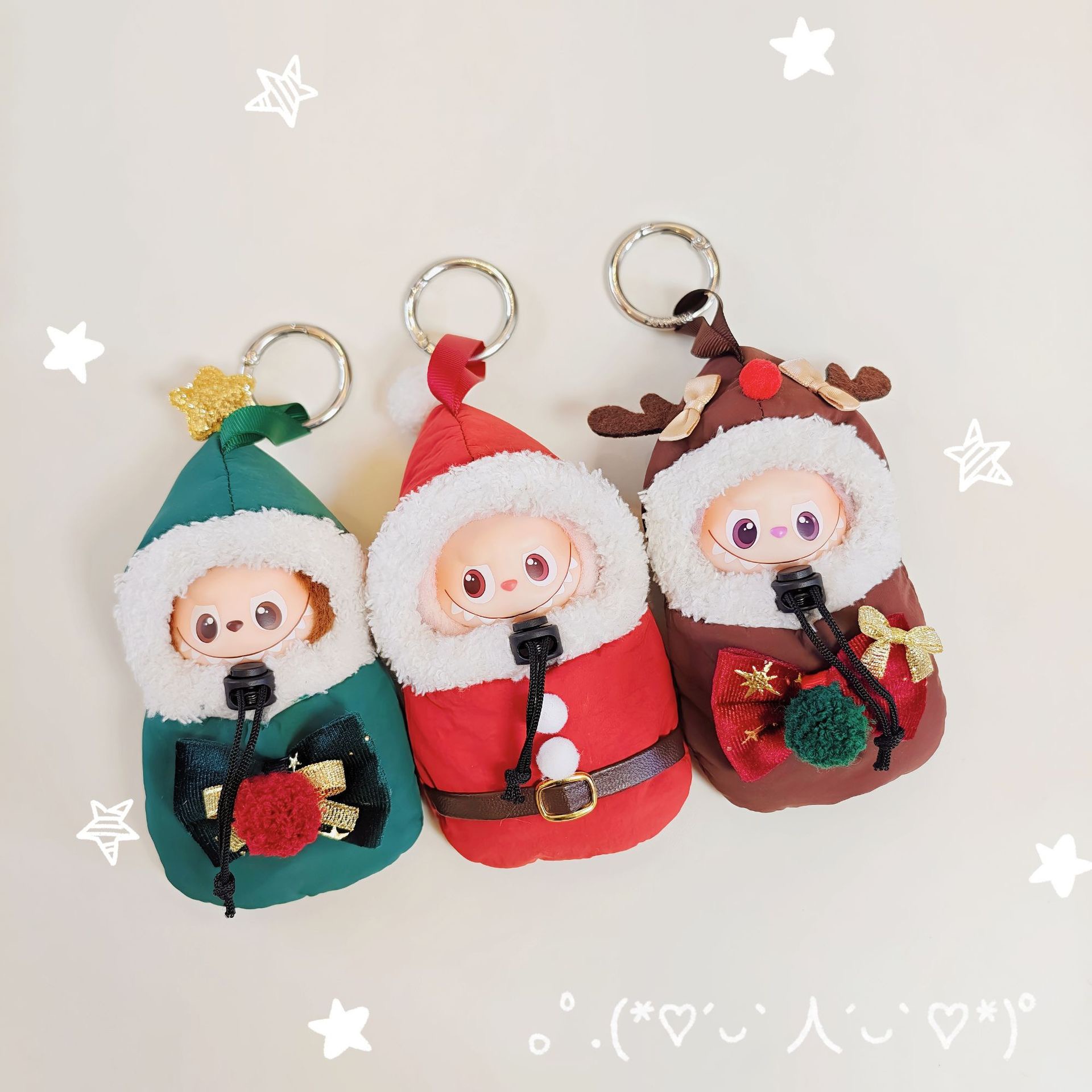 10cm迷你LABUBU4.0小鼻嘎衣服圣诞睡袋拉布布4代娃衣挂件心底密码