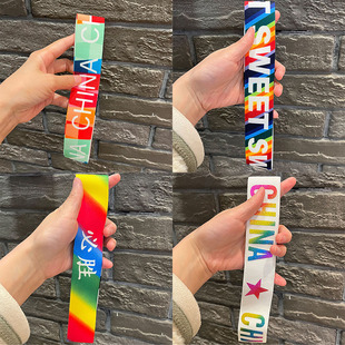 儿童五彩发带街舞嘻哈头巾发箍时尚 百搭发带跑步吸汗运动会配饰潮