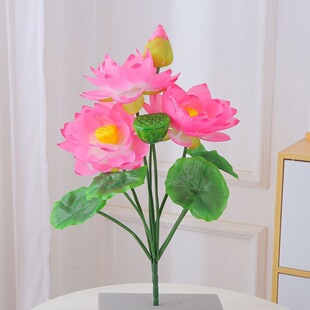 仿真荷花鱼塘荷花莲花花池假花插花绢布清明节日摆放装饰花
