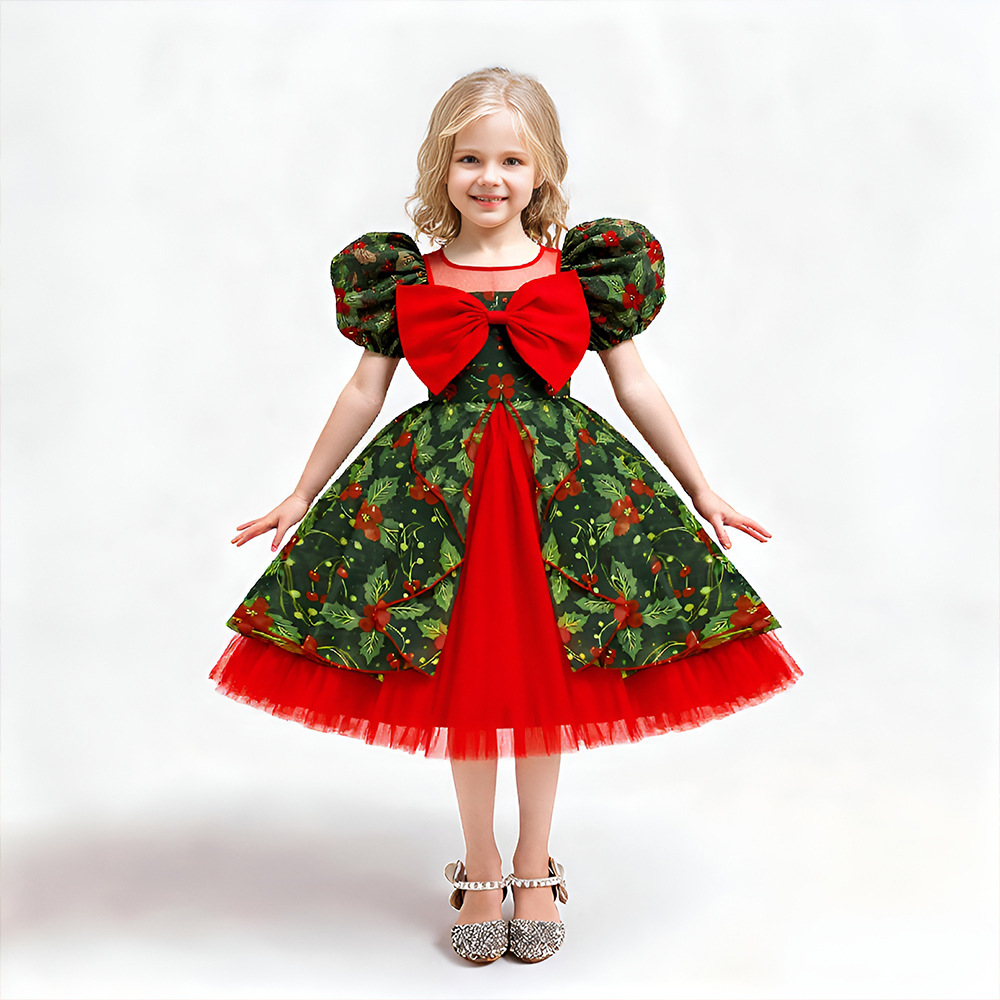 女童礼服连衣裙儿童网纱红色公主