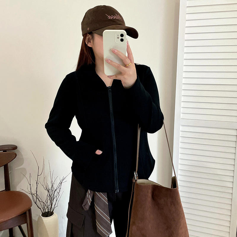 大码女装休闲连帽卫衣女加绒加厚上衣2025冬胖mm修身针织衫NS1371