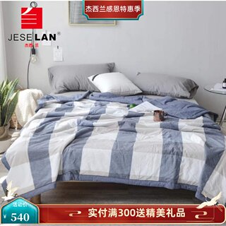 JESELAN杰西兰精品水洗棉夏被 色织条格亲肤可机洗日式纯棉空调被