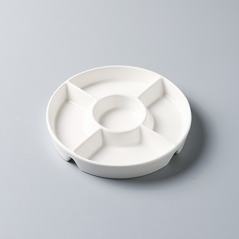 陶瓷直身餐厅酒店碟子圆形碟烤鸭配料碟子分格五格碟子小菜小吃碟,餐饮具,盘,淘宝优惠券,粉丝福利购,淘宝优惠卷