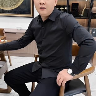 男士长袖衬衫春季新款时尚潮流百搭修身显瘦高品质帅气休闲