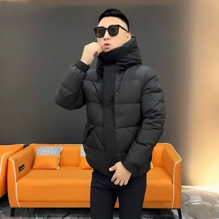 羽绒服男款冬季2025年新款青春流行休闲时尚简约纯色个性字母百搭