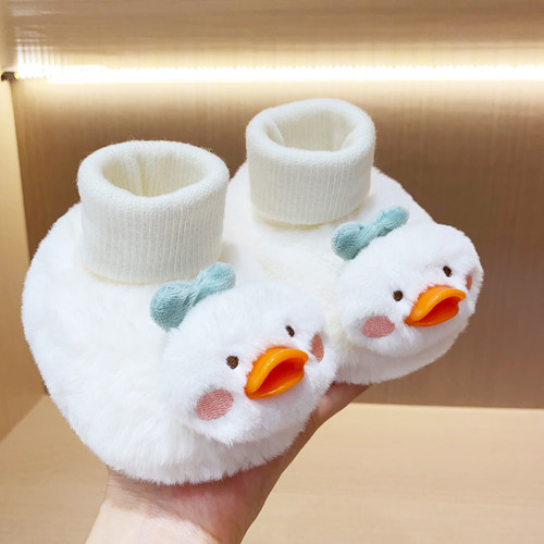 婴幼儿宝宝冬加厚保暖棉鞋袜新生0-1岁小月龄外出防掉步前小鞋子