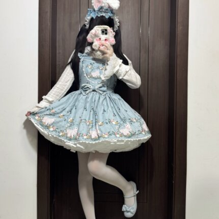 原创蛋糕小喵Lolita背带裙可爱小猫印花洛丽塔少女日常jsk公主裙