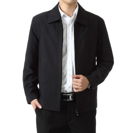 中老年男装外套秋装翻领纽扣中年男士春秋季老人夹克衫爸爸装上衣