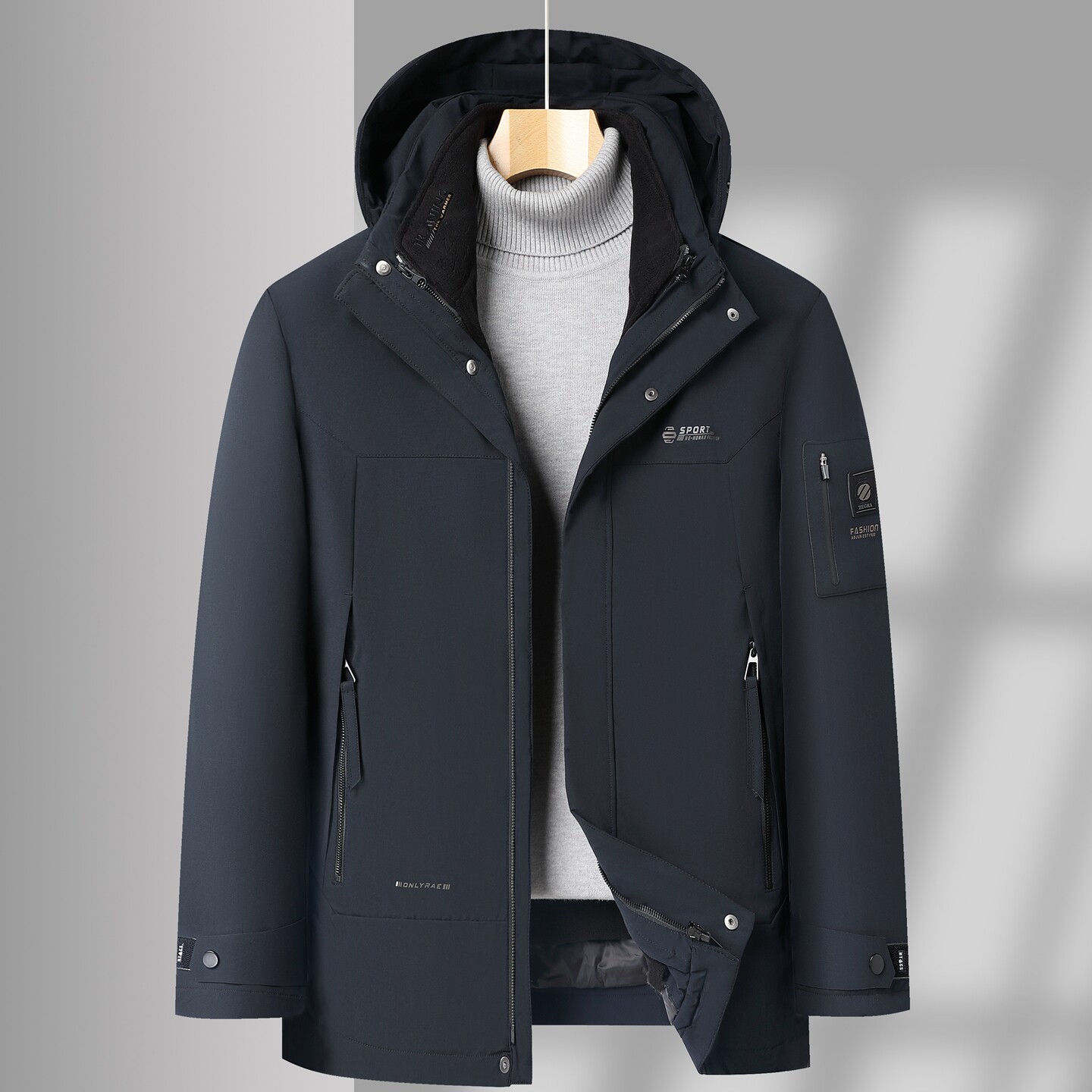 白鸭绒羽绒服中年男款爸爸装保暖内胆可拆卸冬季中老年人男士外套