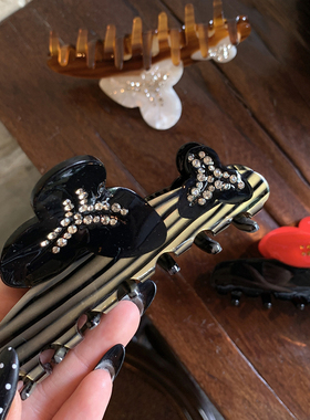 法式撞色 立体点钻花朵独特漂亮抓夹女2025新款高端后脑勺鲨鱼夹